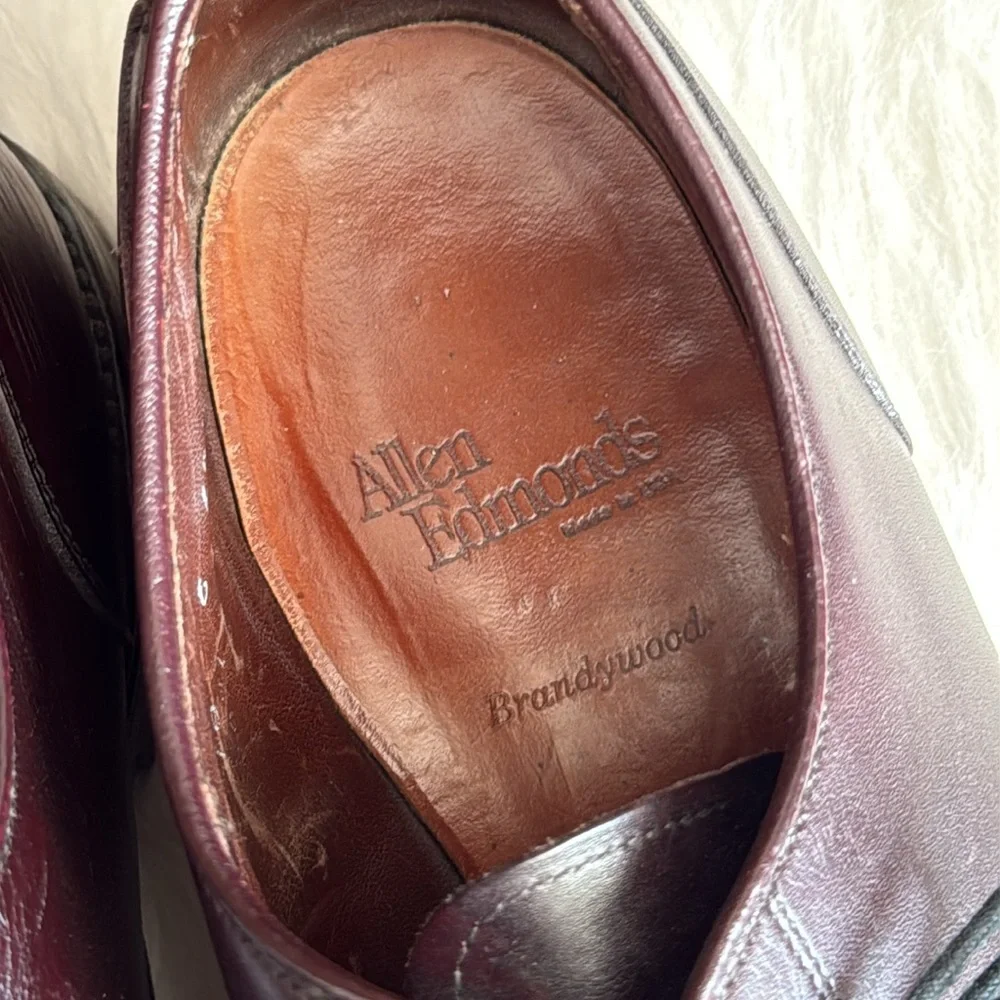 Allen Edmonds Brandywood Split Toe Deep Oxblood Brown Tie Shoe size 10